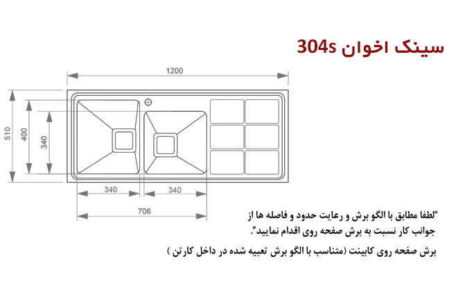 سینک اخوان 304S توکار