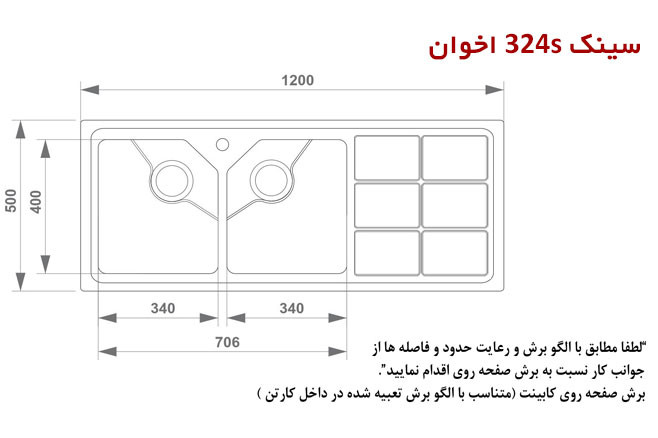 سینک اخوان 324S توکار
